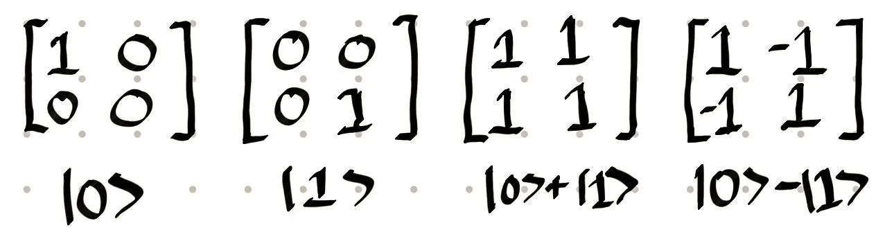 Density Matrices for 1-bit states